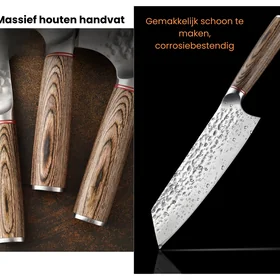 Japanse Messenset 4-delig + Houten Messenblok 5