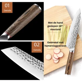 Japanse Messenset 4-delig + Houten Messenblok 6