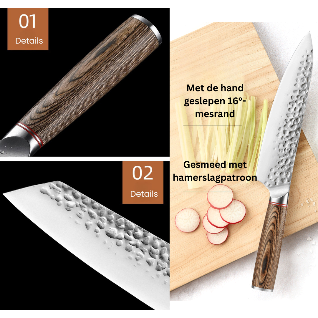 Japanse Messenset 4-delig + Houten Messenblok 6